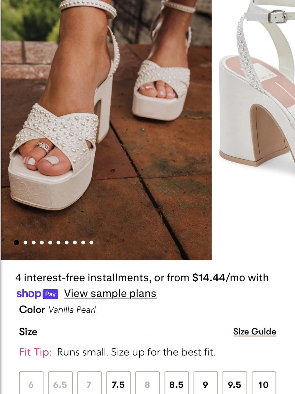 Dolce Vita Pearl-Embellished Cream Slingback Sandals